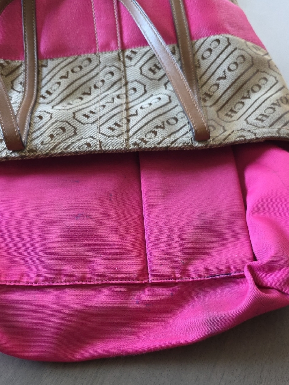 GUC Coach Lozenge Canvas Tote w/ Pink Stripe - Picture 9 of 10
